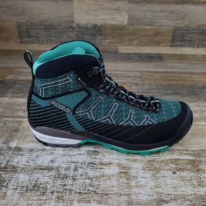 Asolo Falcon Evo Jacquard GV Womens Boots Size 7.5 Black Aqua Green Hiking Boots